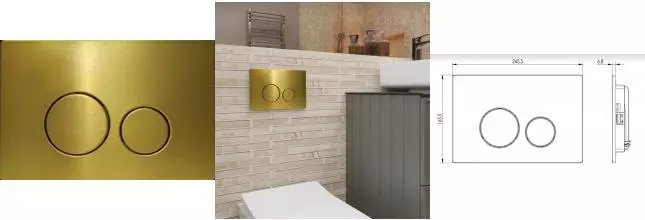 Кнопка смыва «Charus» Robusto FP.330.BG.05 металл брашированное золото