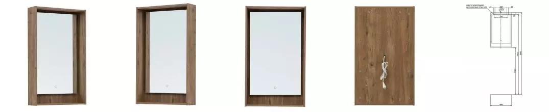 Зеркало «Aquanet» Милан Led 50 с сенсорным выключателем с подсветкой дуб рустикальный Зеркало «Aquanet» Милан Led 50 с сенсорным выключателем с подсветкой дуб рустикальный