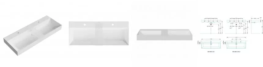 Раковина двойная «Kerama Marazzi» Grande 120/48-2 GR.wb.120.2 белая Раковина двойная «Kerama Marazzi» Grande 120/48-2 GR.wb.120.2 белая
