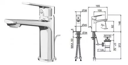 Смеситель для раковины «Kerama Marazzi» Nota 33010KM.21.018 с донным клапаном хром