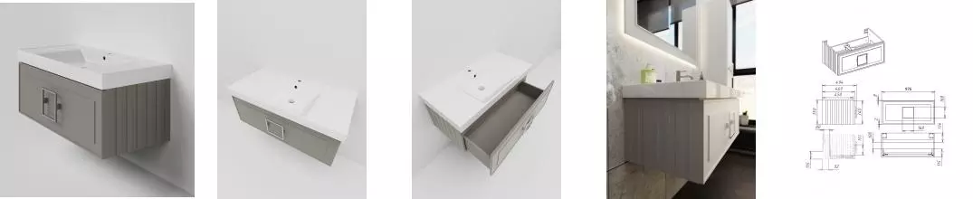 Тумба с раковиной «La Fenice» Cubo 100 (Cubo 100) подвесная Cappuccino ручки Cromo