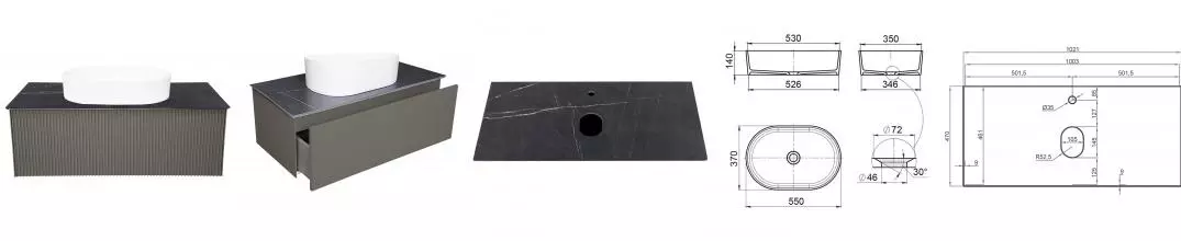 Тумба с раковиной «La Fenice» Terra 100 (Senso 55/37) подвесная Cappuccino столешница Granite Black Olive Light Lappato Тумба с раковиной «La Fenice» Terra 100 (Senso 55/37) подвесная Cappuccino столешница Granite Black Olive Light Lappato