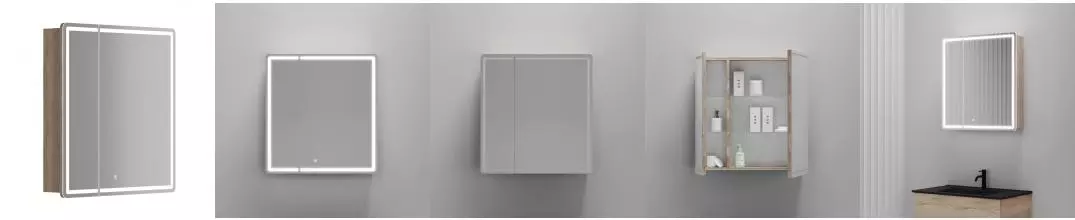 Зеркальный шкаф «Sancos» Mirror 70 с подсветкой дуб галифакс натуральный