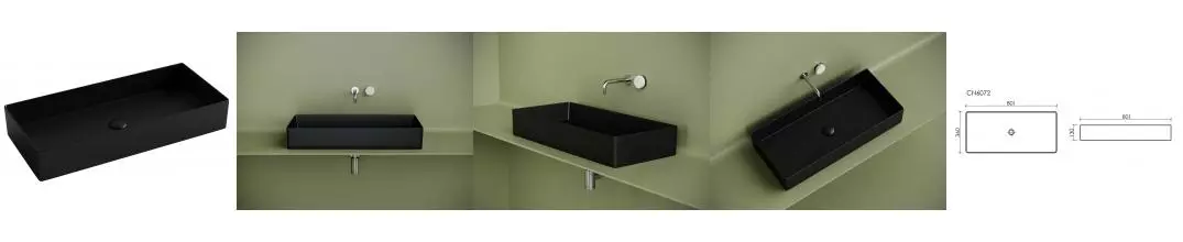 Раковина «Ceramica Nova» CN6072MB 80/36 фарфоровая чёрная матовая Раковина «Ceramica Nova» CN6072MB 80/36 фарфоровая чёрная матовая