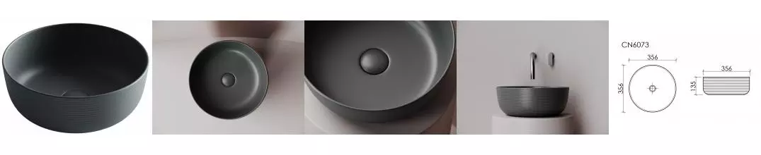 Раковина «Ceramica Nova» CN6073MDH 35/35 фарфоровая тёмный антрацит матовая Раковина «Ceramica Nova» CN6073MDH 35/35 фарфоровая тёмный антрацит матовая