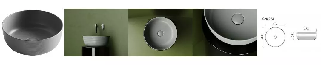Раковина «Ceramica Nova» CN6073MH 35/35 фарфоровая антрацит матовая Раковина «Ceramica Nova» CN6073MH 35/35 фарфоровая антрацит матовая