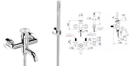 Смеситель для ванны с душем «Remer» Chrono CH02 хром Смеситель для ванны с душем «Remer» Chrono CH02 хром