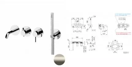 Смеситель для ванны с душем «Remer» Metrica MC53D2PXV сталь