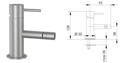 Смеситель для биде «Remer» X-Style Inox SSX22 нержавеющая сталь