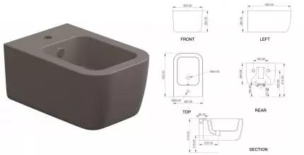Подвесное биде «GSG» BRBISO029 Tortora Matt без крышки