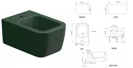 Подвесное биде «GSG» BRBISO036 Smeraldo Matt без крышки