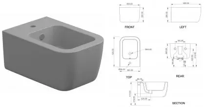 Подвесное биде «GSG» BRBISO038 Fumo Matt без крышки