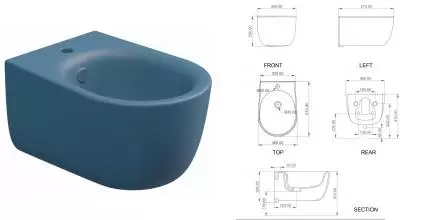 Подвесное биде «GSG» HIBISO027 Denim Matt без крышки Подвесное биде «GSG» HIBISO027 Denim Matt без крышки