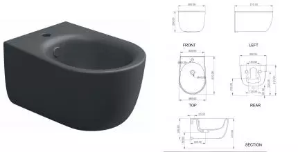 Подвесное биде «GSG» HIBISO028 Ebano Matt без крышки Подвесное биде «GSG» HIBISO028 Ebano Matt без крышки