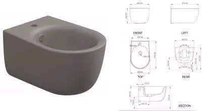 Подвесное биде «GSG» HIBISO030 Cashmere Matt без крышки Подвесное биде «GSG» HIBISO030 Cashmere Matt без крышки