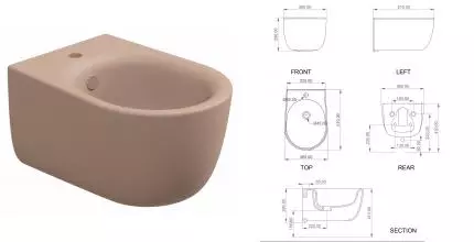 Подвесное биде «GSG» HIBISO032 Cipria Matt без крышки Подвесное биде «GSG» HIBISO032 Cipria Matt без крышки