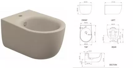 Подвесное биде «GSG» HIBISO034 Sabbia Matt без крышки Подвесное биде «GSG» HIBISO034 Sabbia Matt без крышки