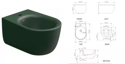 Подвесное биде «GSG» HIBISO036 Smeraldo Matt без крышки Подвесное биде «GSG» HIBISO036 Smeraldo Matt без крышки