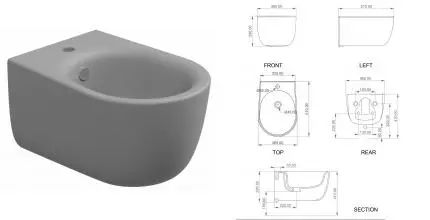 Подвесное биде «GSG» HIBISO038 Fumo Matt без крышки Подвесное биде «GSG» HIBISO038 Fumo Matt без крышки