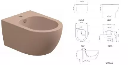 Подвесное биде «GSG» LKBISO032 Cipria Matt без крышки Подвесное биде «GSG» LKBISO032 Cipria Matt без крышки