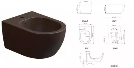 Подвесное биде «GSG» LKBISO035 Cacao Matt без крышки Подвесное биде «GSG» LKBISO035 Cacao Matt без крышки