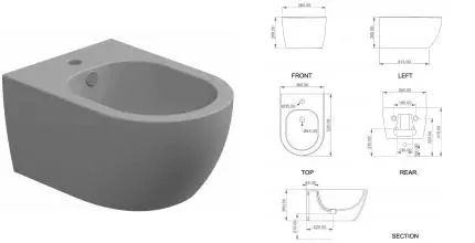 Подвесное биде «GSG» LKBISO038 Fumo Matt без крышки Подвесное биде «GSG» LKBISO038 Fumo Matt без крышки