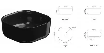 Раковина «GSG» Hit! 42/42 чёрная глянцевая