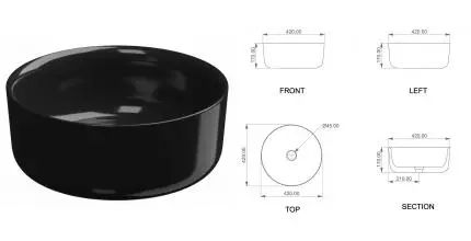 Раковина «GSG» Hit! 42/42 чёрная глянцевая
