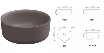 Раковина «GSG» Hit! 42/42 Tortora Matt