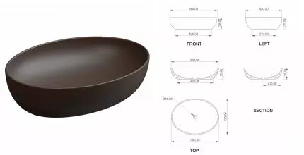 Раковина накладная 55*42 см GSG Easy EALAVOV55035, Cacao Matt, шт EALAVOV55035 · Easy, GSG, EALAVOV55035