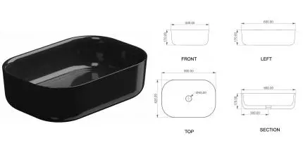 Раковина «GSG» Hit! 60/42 чёрная глянцевая