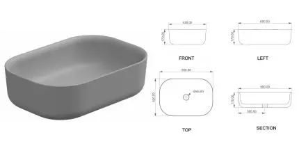 Раковина «GSG» Hit! 60/42 Fumo Matt