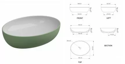 Раковина накладная Биколор 55*42 GSG Easy EALAVOV55BI000/031, white/salvia, шт EALAVOV55BI000/031 · Easy, GSG, EALAVOV55BI000/031