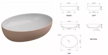 Раковина накладная Биколор 55*42 GSG Easy EALAVOV55BI000/032, white/cipria, шт EALAVOV55BI000/032 · Easy, GSG, EALAVOV55BI000/032