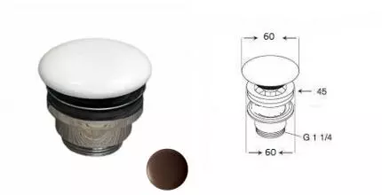 Донный клапан для раковины «GSG» PILTONUNIAR035 с механизмом Клик-Клак какао