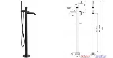 Напольный смеситель для ванны с душем «Remer» Atelier AL08CFP брашированный чёрный хром Напольный смеситель для ванны с душем «Remer» Atelier AL08CFP брашированный чёрный хром