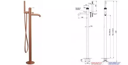 Напольный смеситель для ванны с душем «Remer» Atelier AL08RP брашированная медь