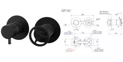 Смеситель для душа «Remer» Chrono CH92ZPCFP брашированный чёрный хром