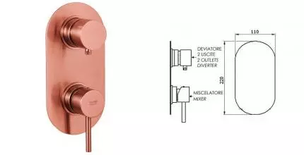 Внешняя часть смесителя «Remer» X-style X92KBRP брашированная медь