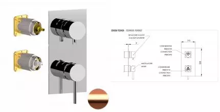 Внешняя часть смесителя «Remer» X-style X93QKBRP брашированная медь