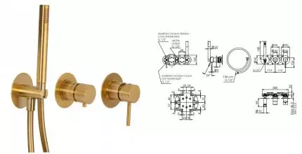 Смеситель для душа «Remer» X-Style X97D2PBG брашированное золото
