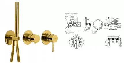 Смеситель для душа «Remer» X-Style X97D2PDO золото