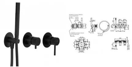 Смеситель для душа «Remer» X-Style X97D2PNO чёрный матовый