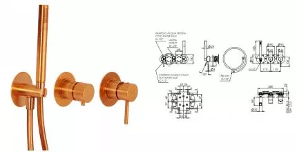Смеситель для душа «Remer» X-Style X97D2PRP брашированная медь