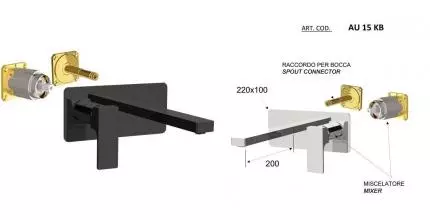 Внешняя часть смесителя «Remer» Absolute AU15KBCFP брашированный чёрный хром