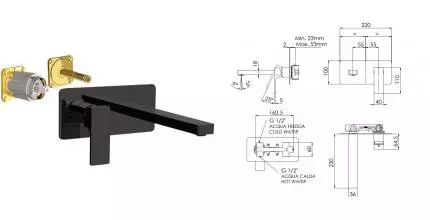 Внешняя часть смесителя «Remer» Absolute AU15LKBCFP брашированный чёрный хром Внешняя часть смесителя «Remer» Absolute AU15LKBCFP брашированный чёрный хром