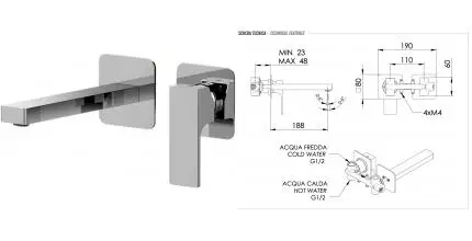 Смеситель для раковины «Remer» Absolute AU15P2 хром Смеситель для раковины «Remer» Absolute AU15P2 хром