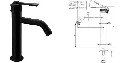 Смеситель для раковины «Remer» Atelier AL12ANO чёрный матовый Смеситель для раковины «Remer» Atelier AL12ANO чёрный матовый