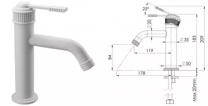 Смеситель для раковины «Remer» Atelier AL12BO белый матовый