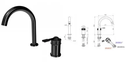 Смеситель для раковины «Remer» Atelier AL57CFP брашированный чёрный хром Смеситель для раковины «Remer» Atelier AL57CFP брашированный чёрный хром